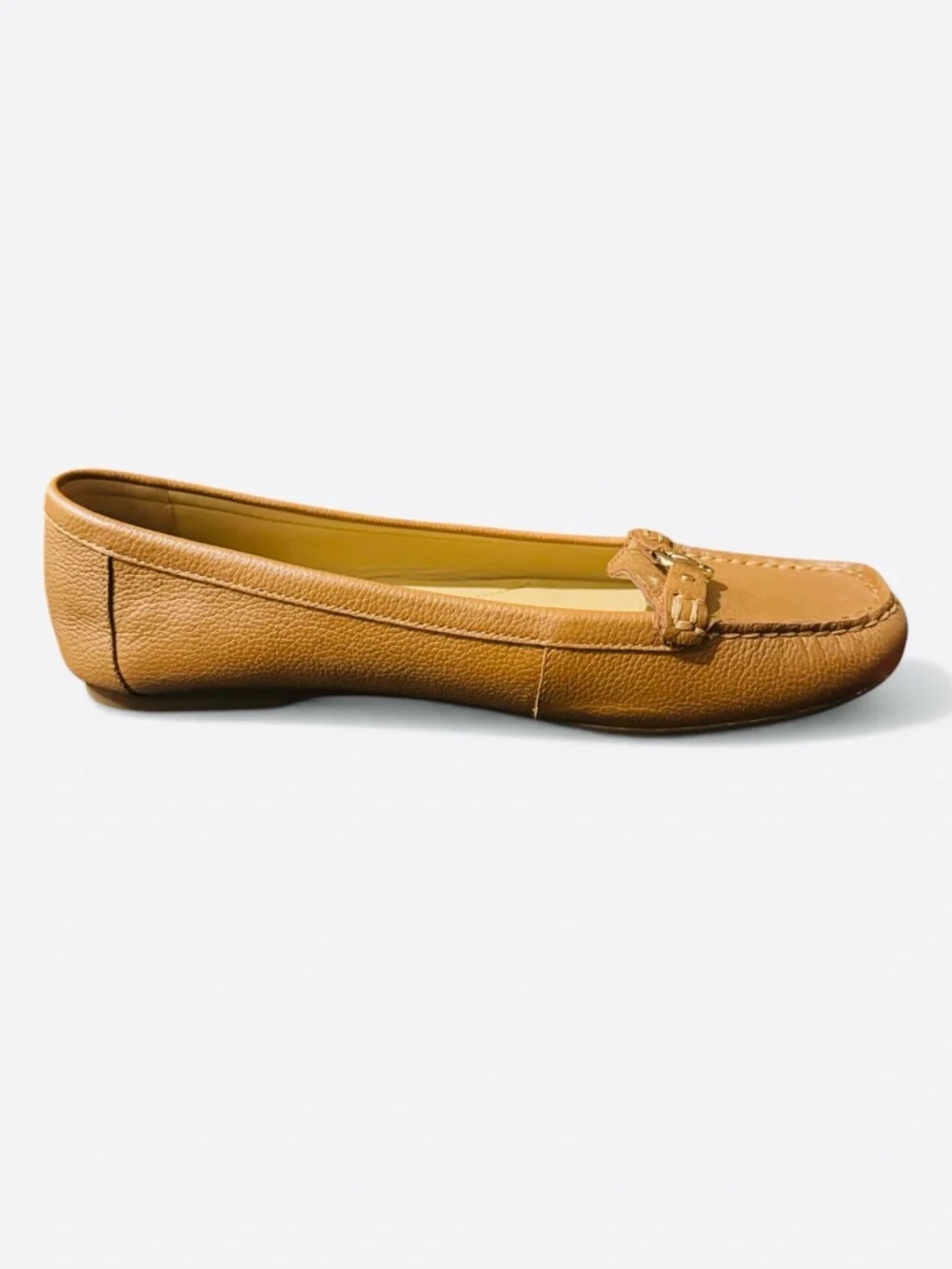 Michael Kors May Tan Leather Gold Logo Moccasins - Picture 6 of 9